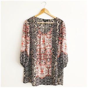 Style & Co Black Printed Tunic